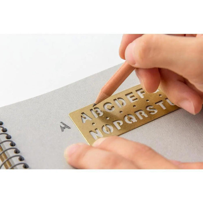 Traveler's Company Brass Template Bookmark Alphabets - Urban Kit Supply