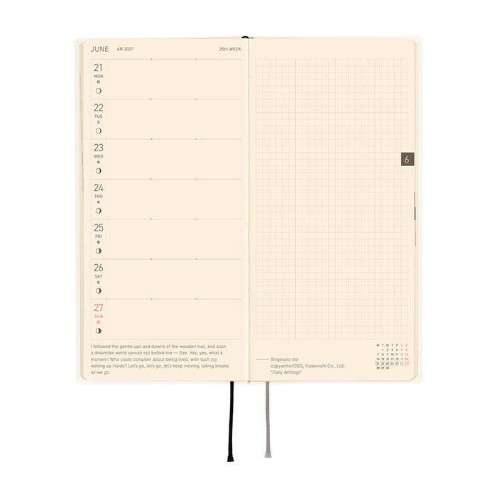Hobonichi Weeks White Line 2027 -kalenteri