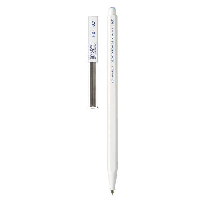 White mechanical pencil with lead on a white background