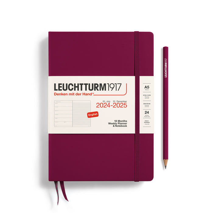 Leuchtturm1917 Weekly Planner & Notebook Medium (A5) 2024-25, 18 months