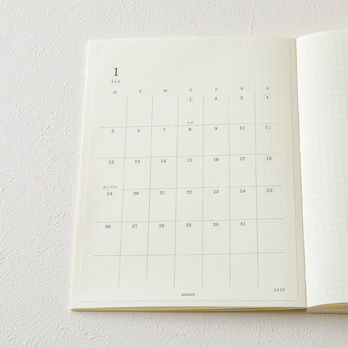 Midori MD Diary Sticker 2026 - kalenteritarra (16 kpl)