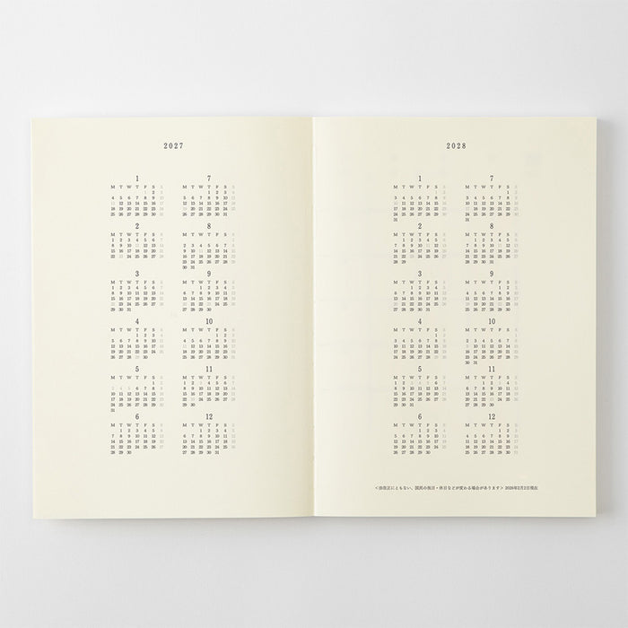 Midori MD Notebook Diary 2027 - A5