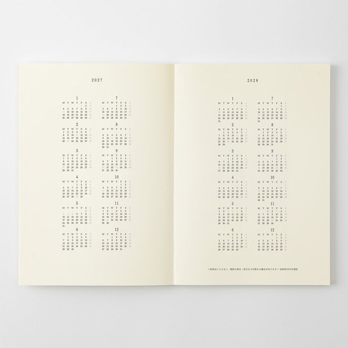 Midori MD Notebook Diary 2027 - A5 Thin