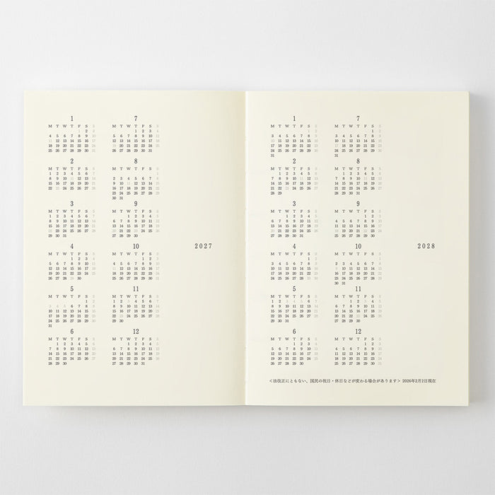 Midori MD Notebook Diary 2027 - A6