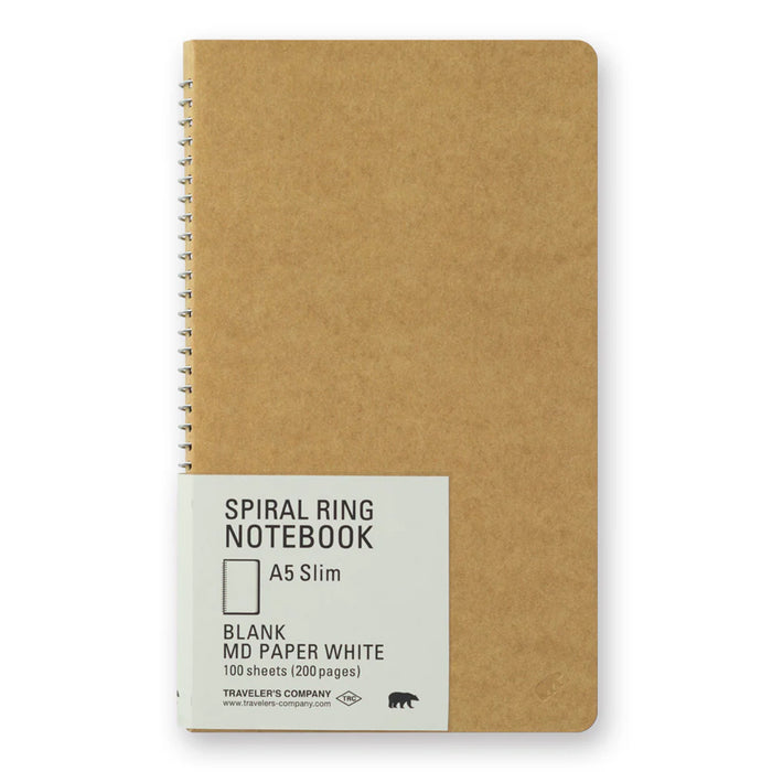 Traveler's Company Spiral Ring Notebook - A5 Slim Blank MD Paper White