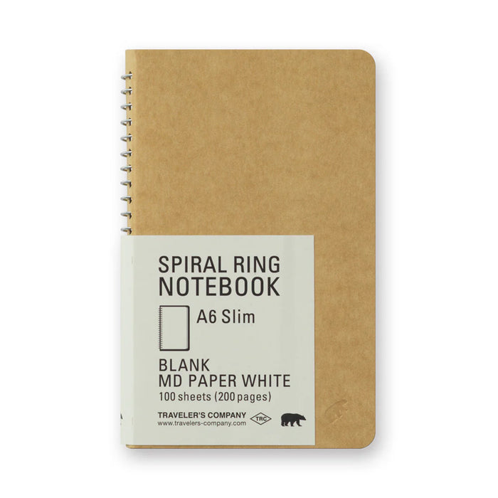 Traveler's Company Spiral Ring Notebook - A6 Slim Blank MD Paper White