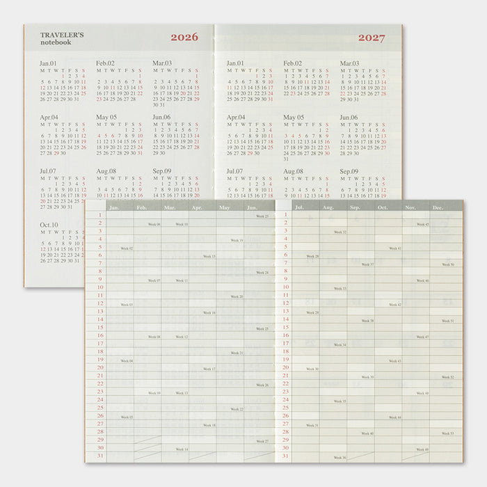 Traveler's Company 2026 - Monthly Diary Refill (Passport)