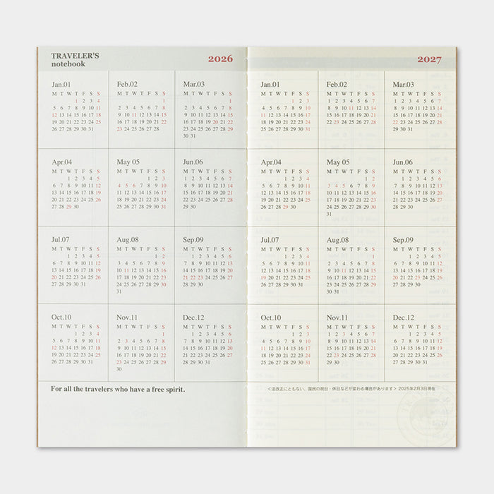Traveler's Company 2026 Weekly + Memo Refill (Regular)