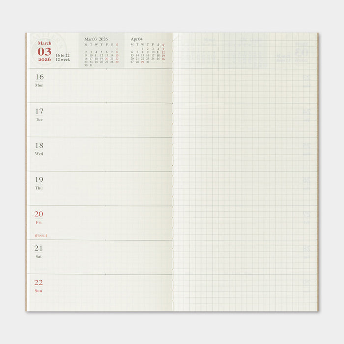 Traveler's Company 2026 Weekly + Memo Refill (Regular)