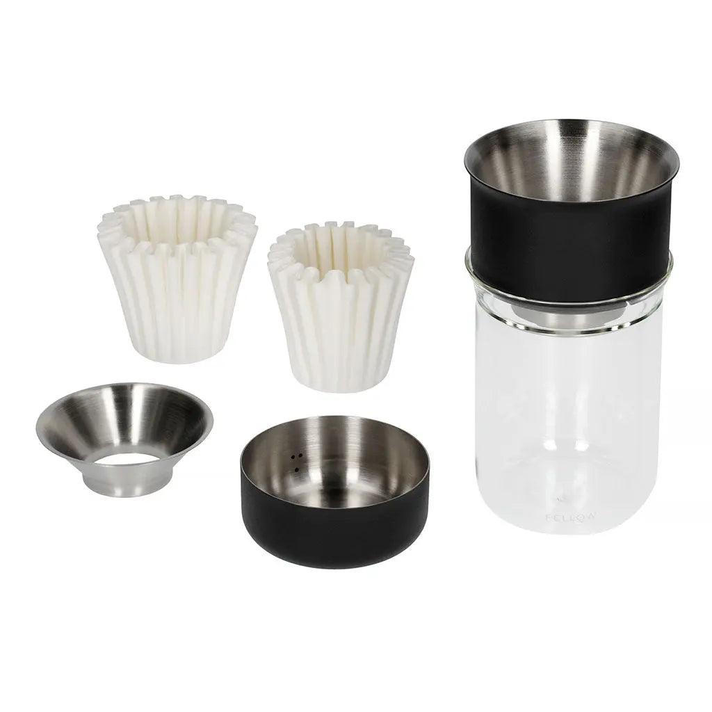 Fellow Stagg [XF] Pour-Over Coffee Maker Set - Kit Includes Stagg [XF]  Pour-Over Dripper, Stagg Double Wall Glass Carafe, and 30 Paper Filters
