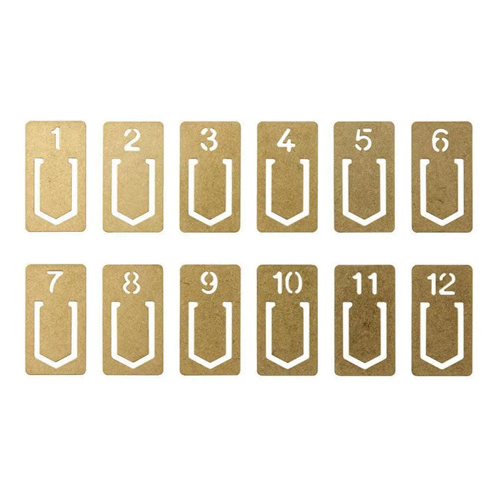 Traveler's Company Brass Numbered Clips (12 kpl) - Urban Kit Supply